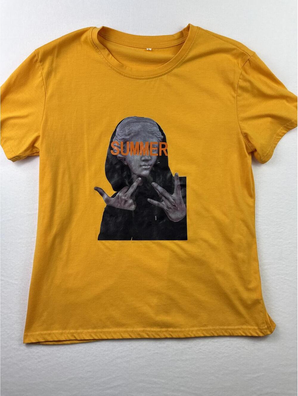Yellow Graphic T-Shirt with 'SUMMER' Print Size Large